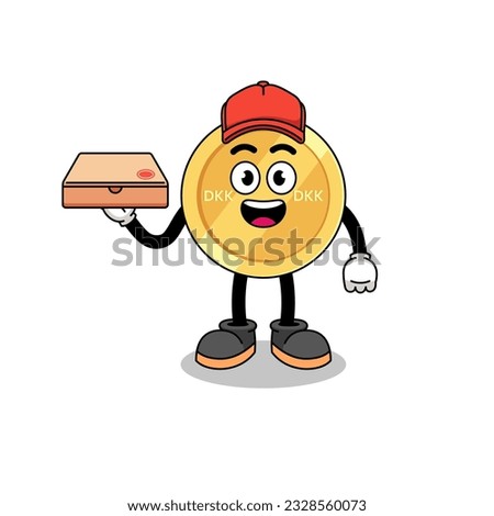 danish krone illustration as a pizza deliveryman , character design