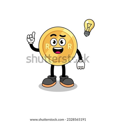 south african rand cartoon with get an idea pose , character design