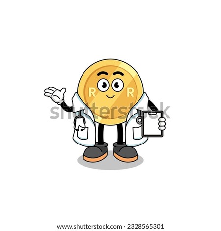 Cartoon mascot of south african rand doctor , character design