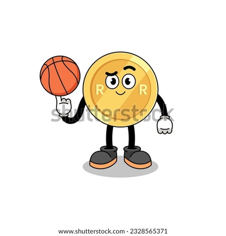 south african rand illustration as a basketball player , character design