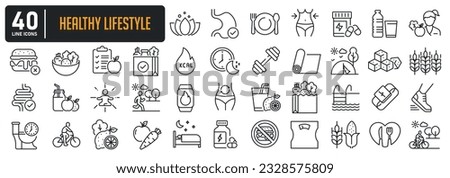 Healthy lifestyle thin line icons. For website marketing design, logo, app, template, ui, etc. Vector illustration. Royalty-Free Stock Photo #2328575809