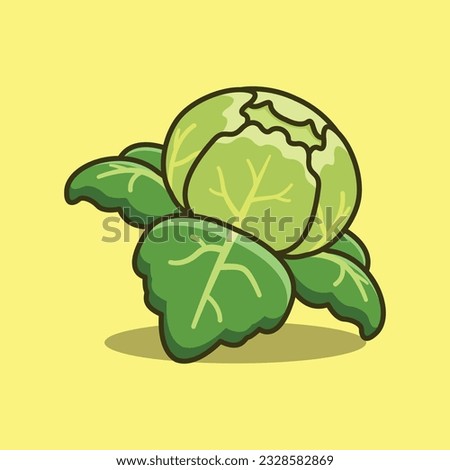 Cabbage simple cartoon vector icon illustration vegetable icon