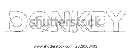 One continuous line of Donkey word. Thin Line Illustration vector concept. Contour Drawing Creative ideas