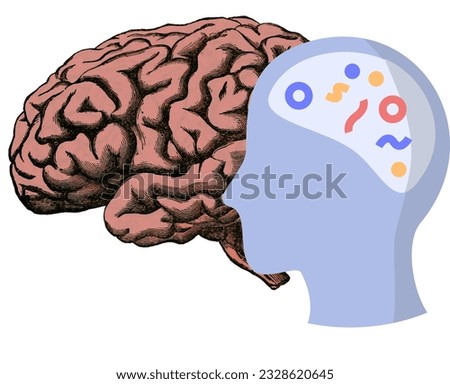 Human brain. Internal organ, anatomy. Cartoon flat icon illustration isolated on white background.