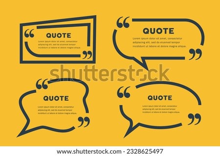 Quote Box Bubbles with Line, Commas Set. 3d Abstract Template Quote Reference for Cover, Banner, Poster, Web, Flyers, Postcards. Vector Illustration. 