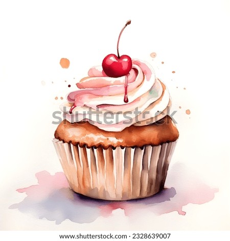 Cupcake illustration isolated on white background, cupcake clip art