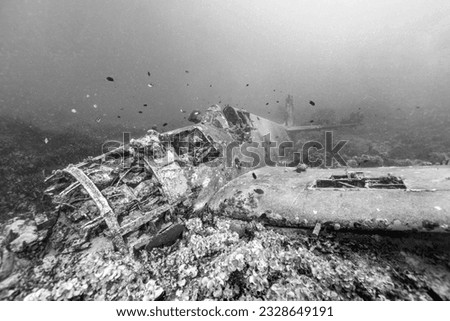 World War 2 Plane Wreck In The Ocean Royalty-Free Stock Photo #2328649191