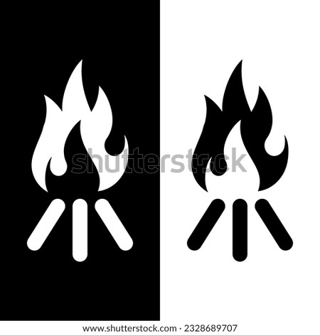 black and white bonfire icon for graphic and web design
