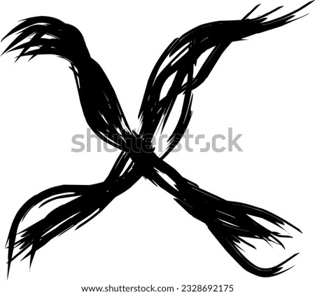 Artistic black cross isolated on white background.