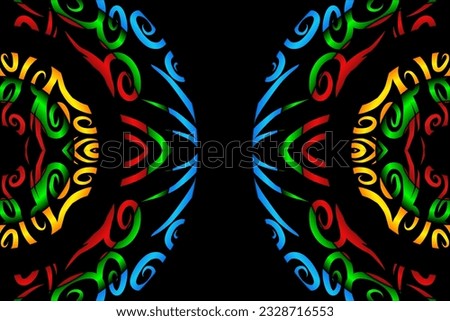 luxurious design colourful flowers line art pattern of indonesian culture traditional  batik ethnic dayak for background wallpaper textile or fashion