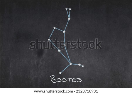 Blackboard with the Boötes constellation drawn in the middle.