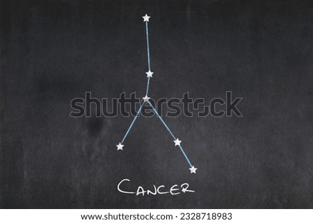 Blackboard with the Cancer constellation drawn in the middle.