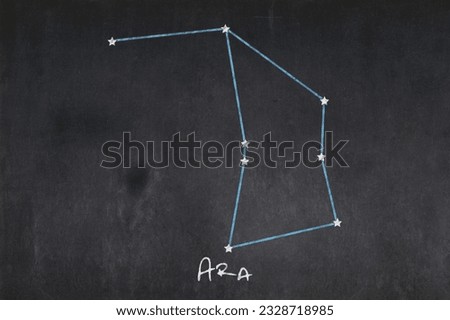 Blackboard with the Ara constellation drawn in the middle.