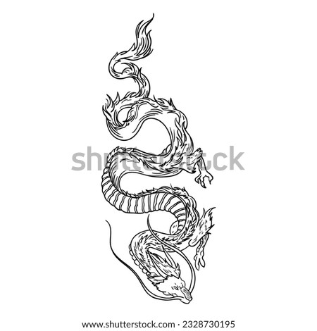 China dragon hand drawing vector. It is suitable for animal art tattoo.  Royalty-Free Stock Photo #2328730195