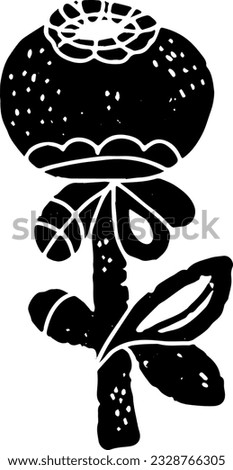 Blueberry stylized. Hand-drawn illustration in linocut style. Black vector element for design Royalty-Free Stock Photo #2328766305