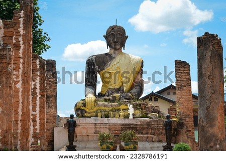  Sitting Buddha at  Phiawat temple Khoun Town,Xieng Khouang Province