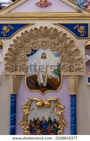 Feast of Madonna della Bruna Matera, 2023. Typical allegorical float built by hand in papier-mâché. During the parade it is looted and destroyed by the people as a sign of rebirth for the new season. Royalty-Free Stock Photo #2328818377