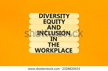 Diversity equity inclusion symbol. Concept words Diversity Equity and Inclusion in the workplace on wooden stick on beautiful orange background Diversity equity inclusion workplace concept Copy space.