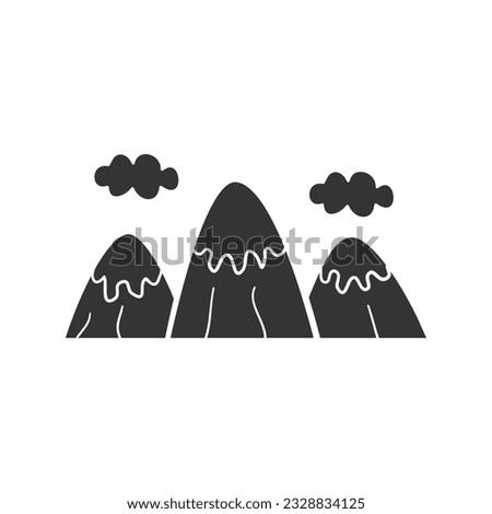 Mountain Landmark Icon Silhouette Illustration. Nature Vector Graphic Pictogram Symbol Clip Art. Doodle Sketch Black Sign.