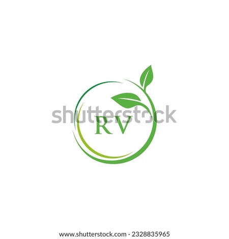 RV initial monogram letter for nature logo with leaf image design