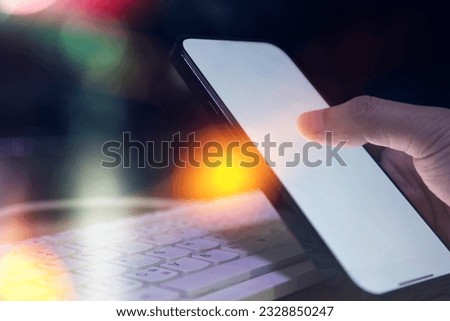 businessman using smartphone , blank screen mobile phone 