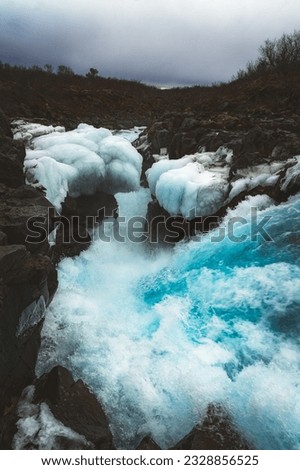 bruarfoss river in iceland with its fantastic blue color