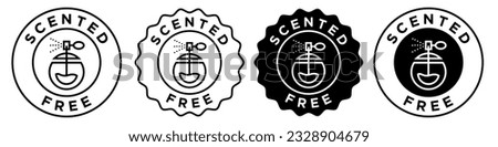 scented free icon set collection for web app ui use. Vector round circular symbol badge of unscented product ingredients. Emblem stamp of no artificial synthetic scent perfume cosmetics fragrance.