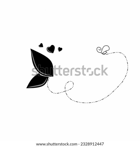 vector illustration of butterfly icon graphic with black colored lines and leaves suitable for cafe design 