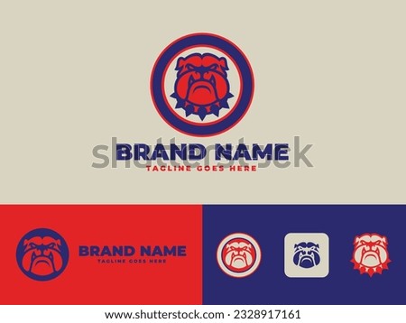 bulldog logo design for company brand red and blue