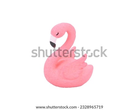 Miniature flamingo bird animal statue isolated on white
