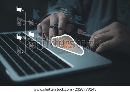 distributed storage networks technology interconnected servers and data centers management as encryption and network security privacy digital assets. Royalty-Free Stock Photo #2328999243