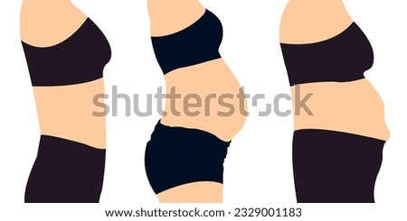 Womans Belly Tummy Tuck flabby skin Female Body Abdomen. Alcohol Hormonal Stressed Mommy Apron Sagging protruding superficial tummy Demonstrating Liposuction. Diet Weight Loss Fat Belly slim stomach Royalty-Free Stock Photo #2329001183