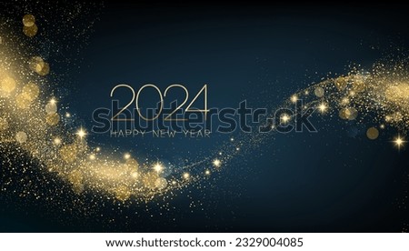 2024 New Year Abstract shiny color gold wave design element Royalty-Free Stock Photo #2329004085