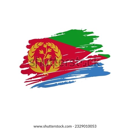 Eritrea flag - nation vector country flag trextured in grunge scratchy brush stroke.