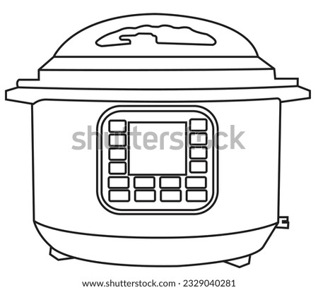 Line art vector rice cooker illustration.