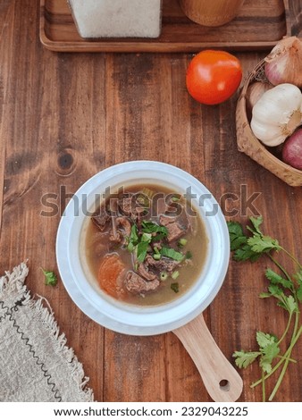 Sup daging or Meat Soup, popular traditional Malay dish.