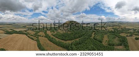 Ceske Stredohori hill range,aerial panorama landscape view