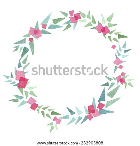 Watercolor frame template with holly on white background 1