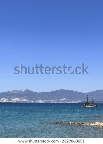 Sea ship pirate boat mountain Turkey