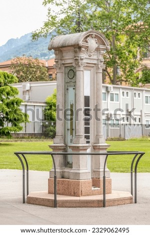 Ancient barometer and limnimeter in Ciani park in Lugano, Switzerland  Royalty-Free Stock Photo #2329062495