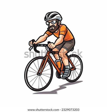 Cyclist. Road cyclist hand-drawn illustration. Vector doodle style cartoon illustration