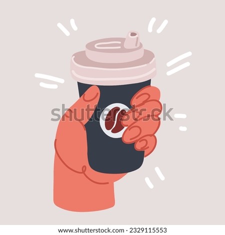 Cartoon vector illustration of hand Holding a paper cup of coffee