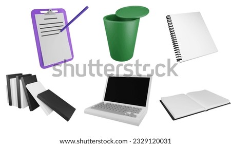 Appliance clipart element ,3D render office equipment concept icon set isolated on white background 2