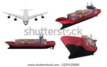 Logistic and supply chain clipart element ,3D render logistic concept icon set isolated on white background