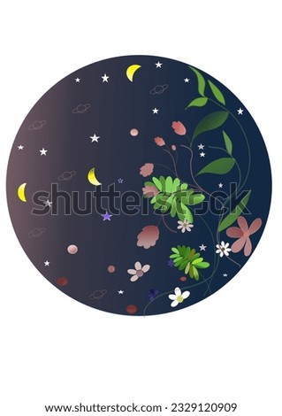 Vector illustration flower and cosmic elements