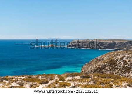 Cape Spencer coastline at Innes National Park on a bright day, Yorke Peninsula, South Australia Royalty-Free Stock Photo #2329132511