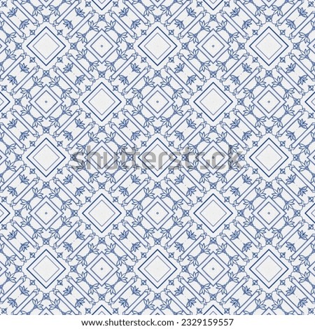 Seamless Geometric Blue and White Striped Squares Pattern Background