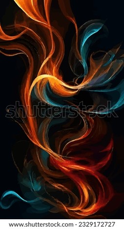 fire blue red flame smoke wave background vector illustration