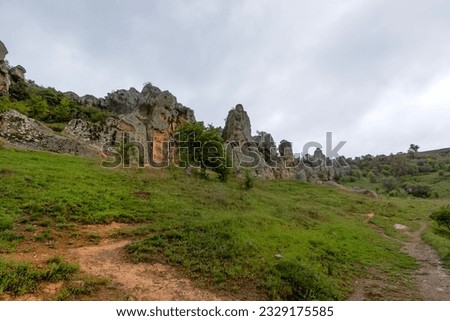 Phrygian Valley (Frig Vadisi). Ruins from many years ago. Ancient caves and stone houses in Ayazini Ihsaniye-Afyonkarahisar, Turkey.