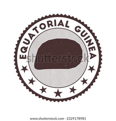 Equatorial Guinea emblem. Country round stamp with shape of Equatorial Guinea, isolines and round text. Authentic badge. Artistic vector illustration.